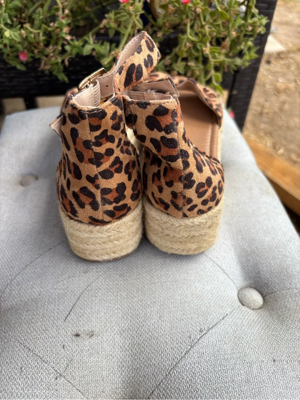 Leopard Print Espadrille Platform Sandals - Women